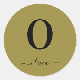 Adesivo Redondo Nome do Script Monograma Personalizado Dourado E P