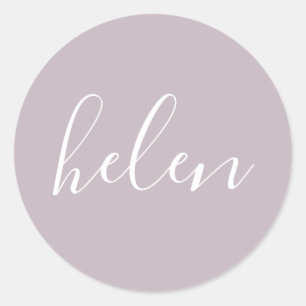 Adesivo Redondo Nome do Script Personalizado Dusty Purple Elegante