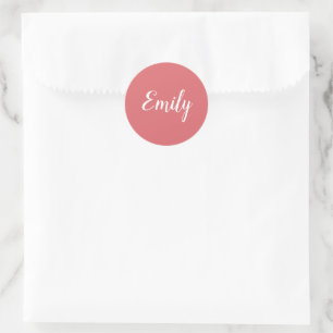 Adesivo Redondo Nome do Script Rosa e Branco Linda Rosa