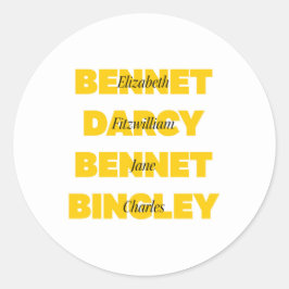 Adesivo Redondo Nome dos Principais Caracteres do Orgulho e Precon