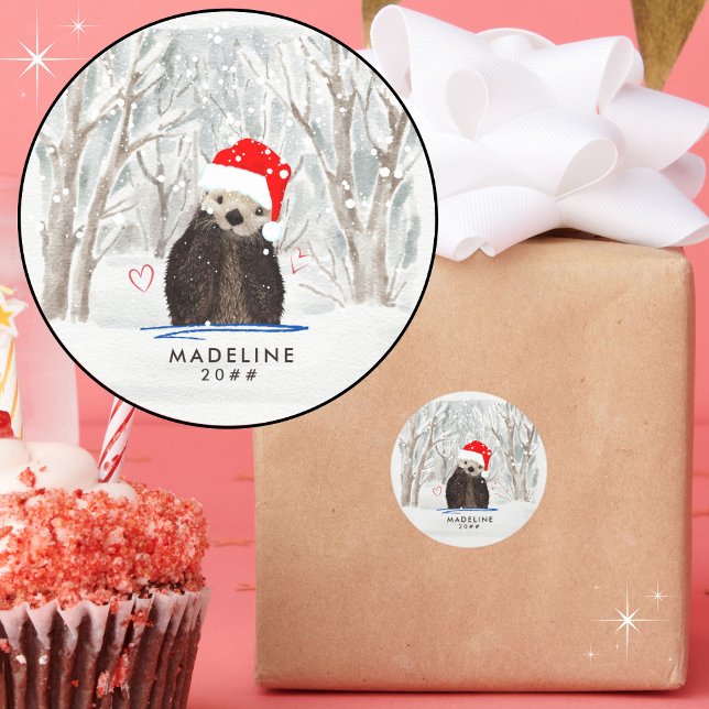 Adesivo Redondo Nome e ano do filho do Papai noel e do Fofinho (Personalize with a name and year. 
)