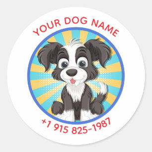 Adesivo Redondo Nome e Telefone Personalizado de Pet Personalizado