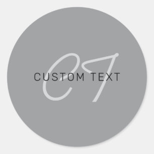 Adesivo Redondo Nome editável ou saudação   Cinza Preta e Escura