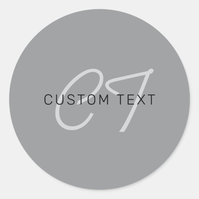 Adesivo Redondo Nome editável ou saudação | Cinza Preta e Escura (Frente)