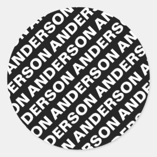 Adesivo Redondo Nome Editável Repetível Negrito   Branco preto sim