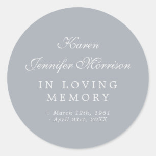 Adesivo Redondo Nome Elegante Da cinza Em Script No Loving Memory