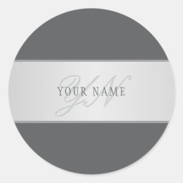 Adesivo Redondo Nome Elegante e Letra Monográfica (ou outro texto)