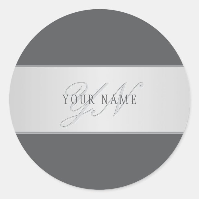 Adesivo Redondo Nome Elegante e Letra Monográfica (ou outro texto) (Frente)