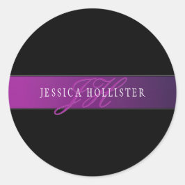 Adesivo Redondo Nome Elegante e Monograma Inicial/s