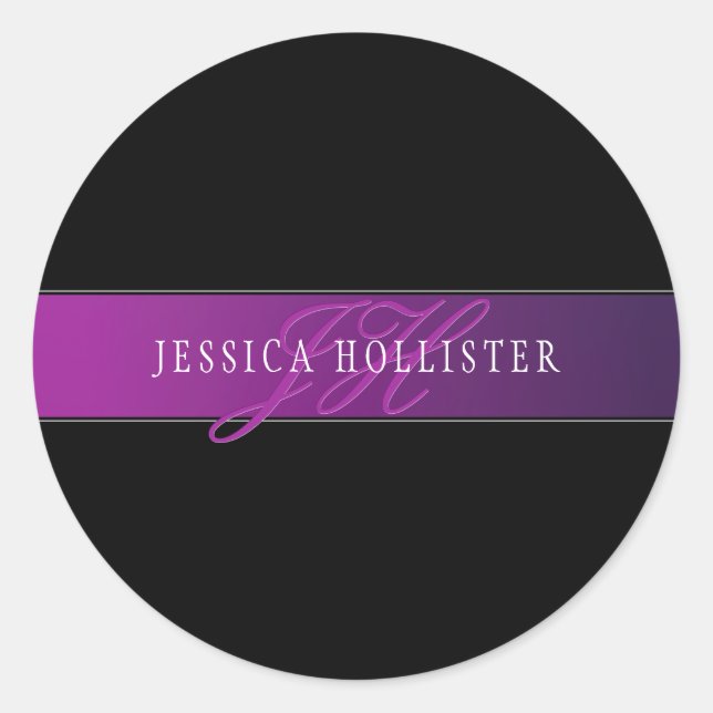 Adesivo Redondo Nome Elegante e Monograma Inicial/s (Frente)