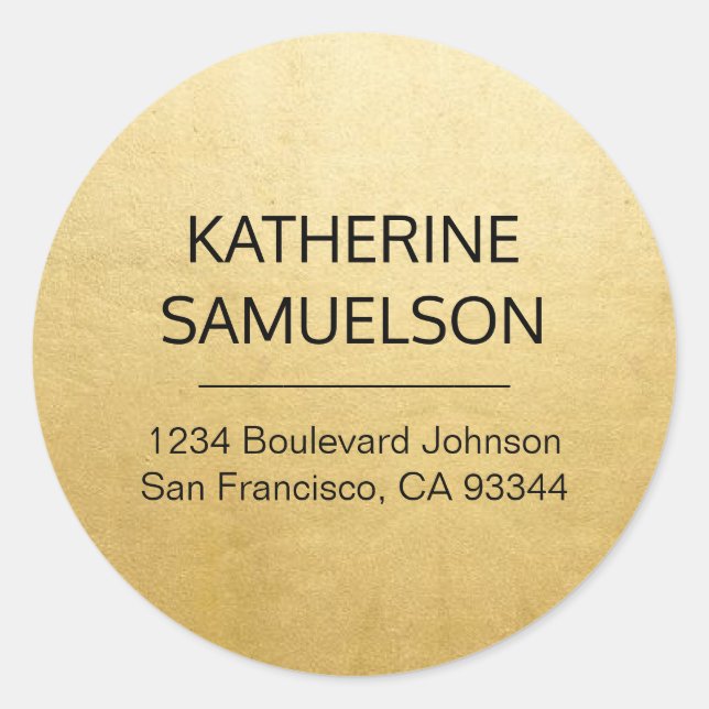Adesivo Redondo Nome & endereço do remetente da FOLHA DOURADO do (Frente)