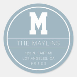 Adesivo Redondo Nome exclusivo e Modelo Monograma | Dusty Blue