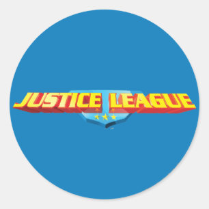 Adesivo Redondo Nome fino e logotipo de blindagem da Liga da Justi