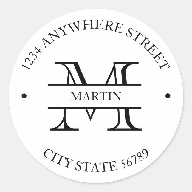 Adesivo Redondo Nome Formal Clássico da Família Endereço de Retorn (Frente)