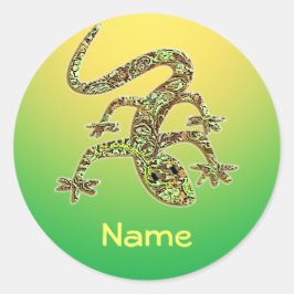 Adesivo Redondo Nome Lizard Gecko Salamander Stickers