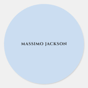 Adesivo Redondo Nome minimalista moderno azul pálido profissional
