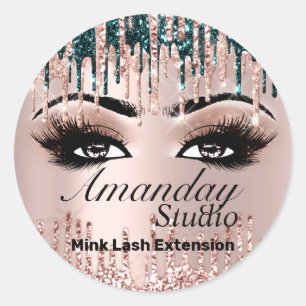 Adesivo Redondo Nome Mink Lashes Extension Drives Rosa Rosa Rosa R