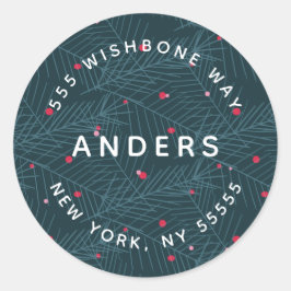 Adesivo Redondo Nome Moderno Endereço Personalizado do Spruce de F
