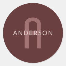 Nome Monograma de aparência Moderna | Maroon Red