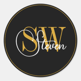 Adesivo Redondo Nome monograma e assinatura moderna