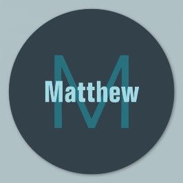 Adesivo Redondo Nome Monograma Personalizável Simples Bold