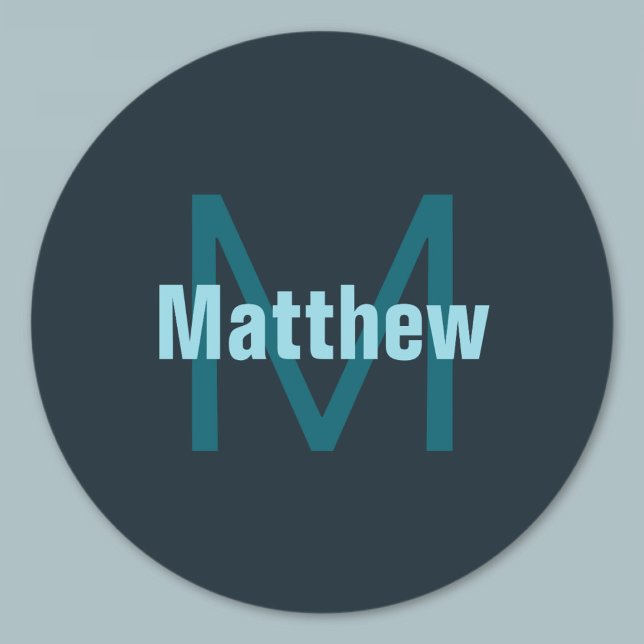 Adesivo Redondo Nome Monograma Personalizável Simples Bold (Criador carregado)