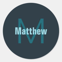 Adesivo Redondo Nome Monograma Personalizável Simples Bold