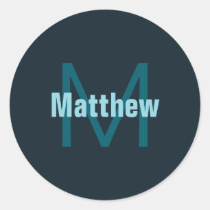 Adesivo Redondo Nome Monograma Personalizável Simples Bold