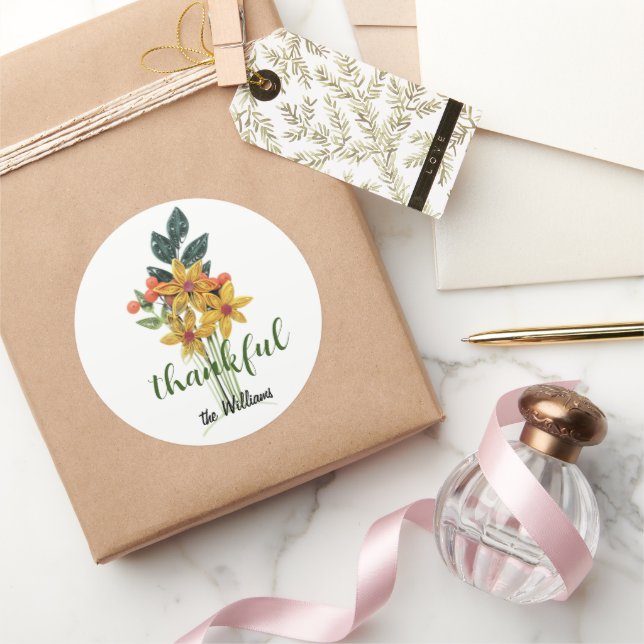 Adesivo Redondo Nome nas Flores de outono Enchidas - 3 polegadas d (Presentear)