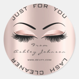 Adesivo Redondo Nome Obrigado Lash Cleaner Rosa Makeup Artista