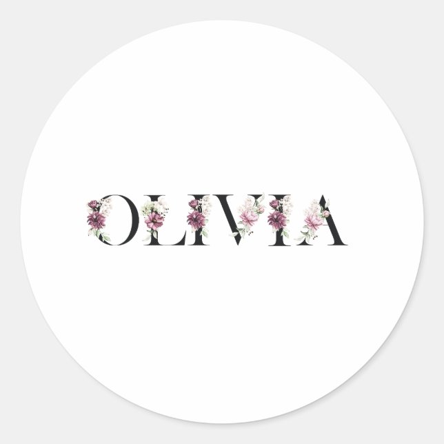 Adesivo Redondo Nome Olivia (Frente)