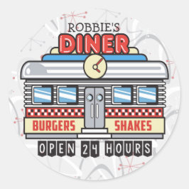 Adesivo Redondo NOME Personalizado 50 Retroativo Anos 50 de Sinal 