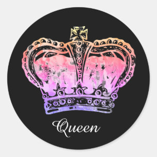 Adesivo Redondo Nome Personalizado Art Real Crown King Queen