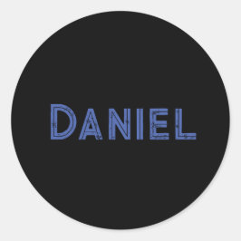 Adesivo Redondo Nome personalizado azul em preto