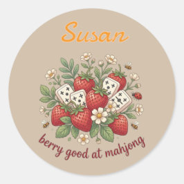 Adesivo Redondo Nome Personalizado Berry Good em Mahjong Retro