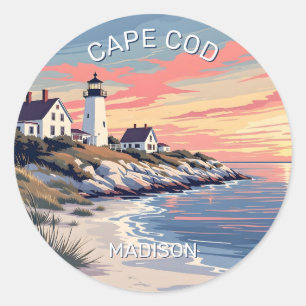 Adesivo Redondo Nome personalizado Cape Cod Massachusetts