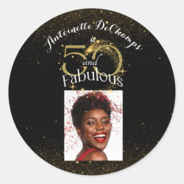 Adesivo Redondo Nome Personalizado Chic Dourado Black 50 e Fabulos