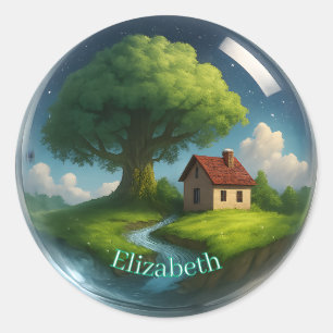 Adesivo Redondo Nome Personalizado Cottagecore Nature Sticker