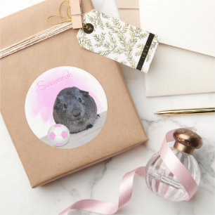 Adesivo Redondo Nome Personalizado da Bola de Futebol Rosa-Rosa-Ca