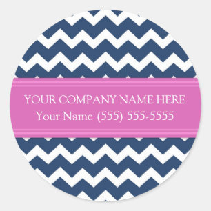 Adesivo Redondo Nome Personalizado da Empresa Blue Pink Chevron