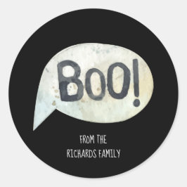 Adesivo Redondo Nome Personalizado da Família Boo Halloween