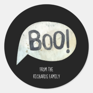 Adesivo Redondo Nome Personalizado da Família Boo Halloween