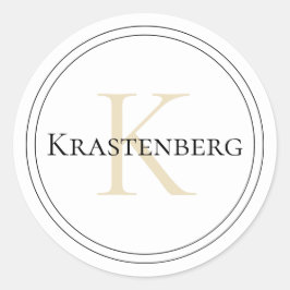 Adesivo Redondo Nome Personalizado da Família Monograma White Crem