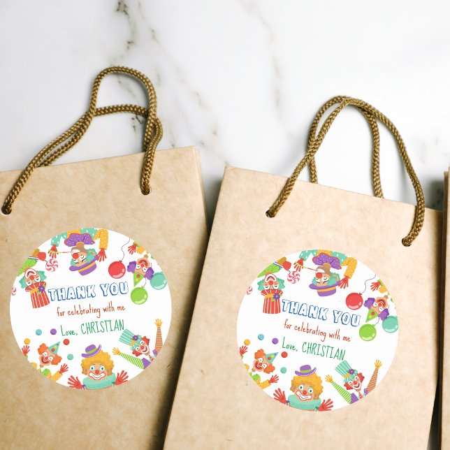 Adesivo Redondo Nome personalizado da festa de aniversário de circ (Criador carregado)