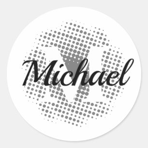 Adesivo Redondo Nome Personalizado da Letra Inicial