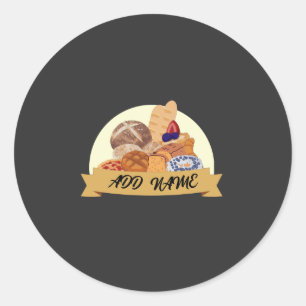 Adesivo Redondo Nome personalizado da padaria de pastelaria de sob