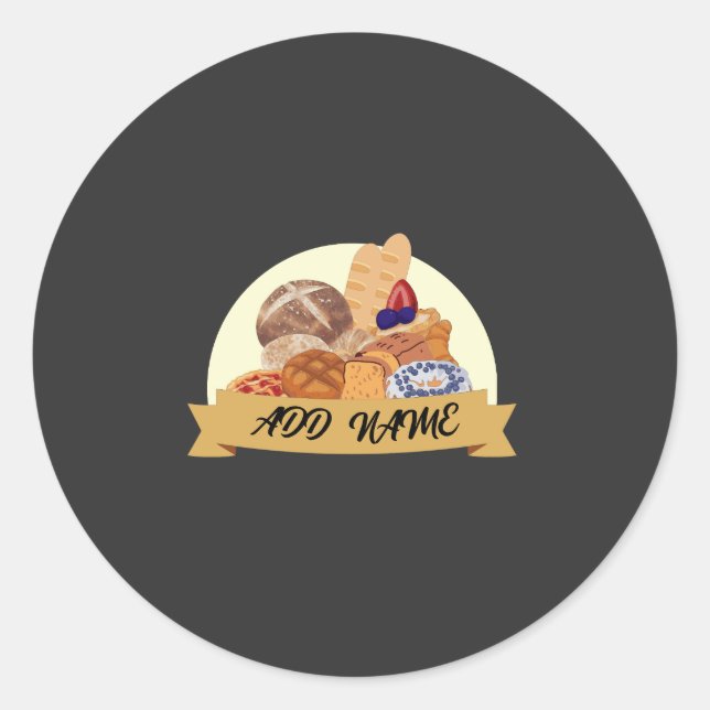 Adesivo Redondo Nome personalizado da padaria de pastelaria de sob (Frente)