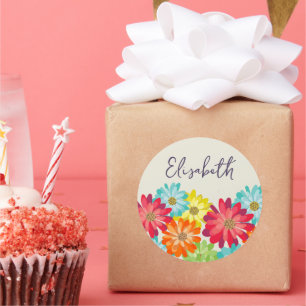 Adesivo Redondo Nome Personalizado da Rapariga de Aniversário Colo