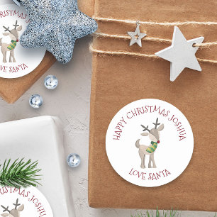 Adesivo Redondo Nome Personalizado das Crianças Amor Papai Noel