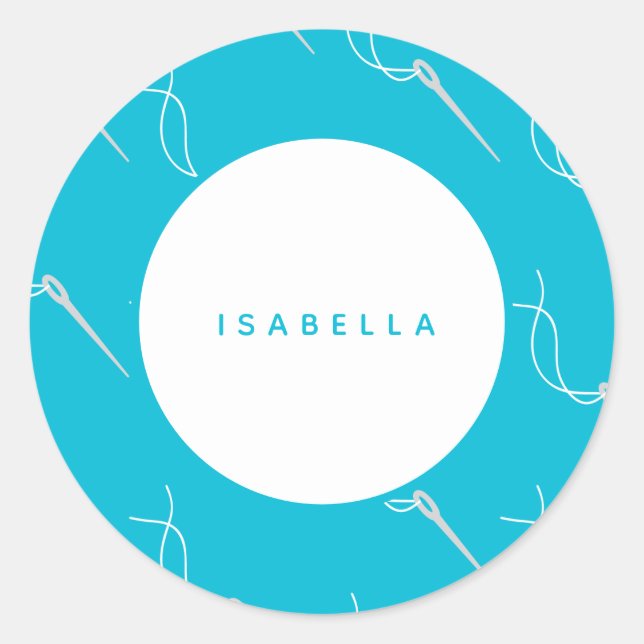 Adesivo Redondo Nome Personalizado de Costura e Arranque (Frente)